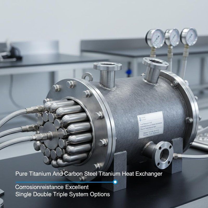 Pure Titanium And Carbon Steel Titanium Heat Exchanger with Excellent Corrosion Resistance and Single Double Triple System Options